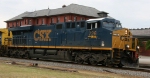 CSX 726 passes the station with a northbound train